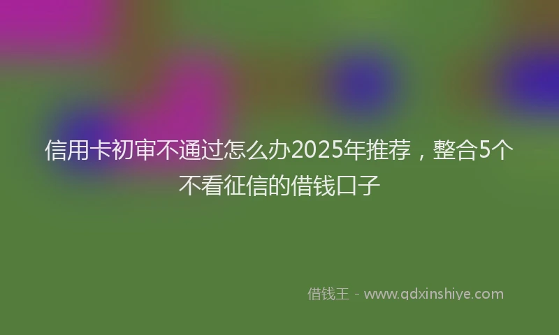 信用卡初审不通过怎么办2025年推荐，整合5个不看征信的借钱口子