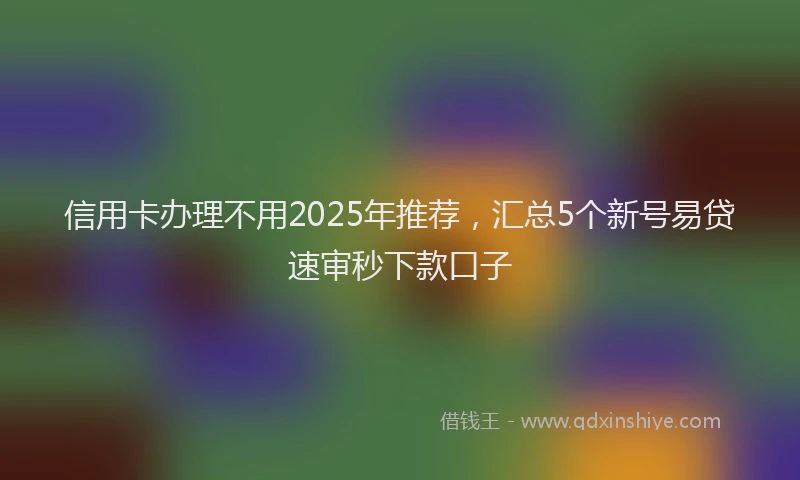 信用卡办理不用2025年推荐，汇总5个新号易贷速审秒下款口子