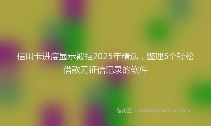 信用卡进度显示被拒2025年精选，整理5个轻松借款无征信记录的软件