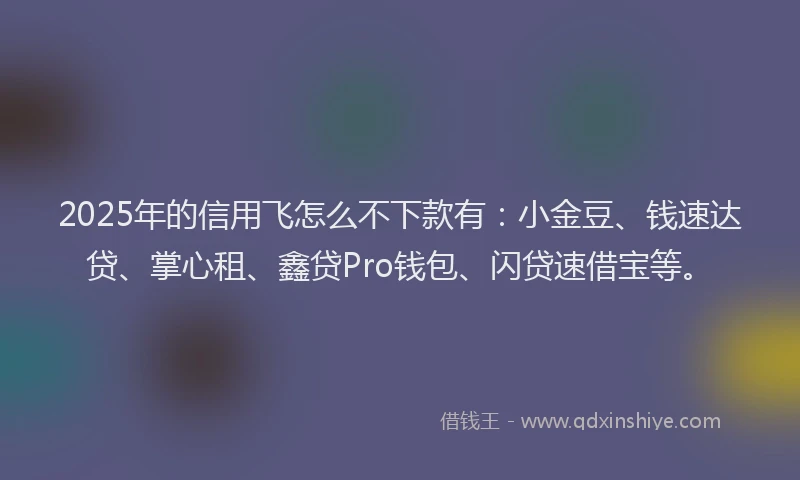 2025年的信用飞怎么不下款有：小金豆、钱速达贷、掌心租、鑫贷Pro钱包、闪贷速借宝等。