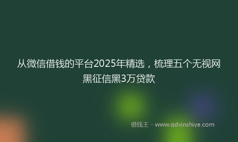 从微信借钱的平台2025年精选，梳理五个无视网黑征信黑3万贷款