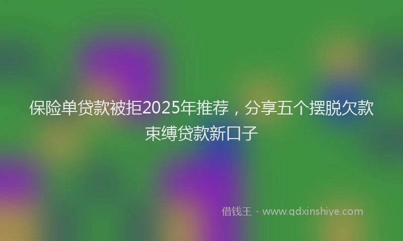 保险单贷款被拒2025年推荐，分享五个摆脱欠款束缚贷款新口子