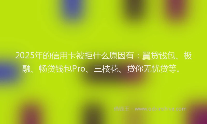 2025年的信用卡被拒什么原因有：翼贷钱包、极融、畅贷钱包Pro、三枝花、贷你无忧贷等。