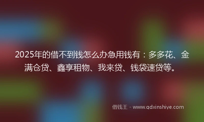 2025年的借不到钱怎么办急用钱有：多多花、金满仓贷、鑫享租物、我来贷、钱袋速贷等。