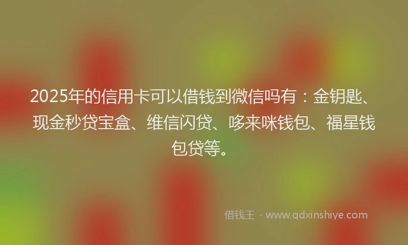 2025年的信用卡可以借钱到微信吗有：金钥匙、现金秒贷宝盒、维信闪贷、哆来咪钱包、福星钱包贷等。