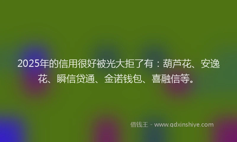 2025年的信用很好被光大拒了有：葫芦花、安逸花、瞬信贷通、金诺钱包、喜融信等。