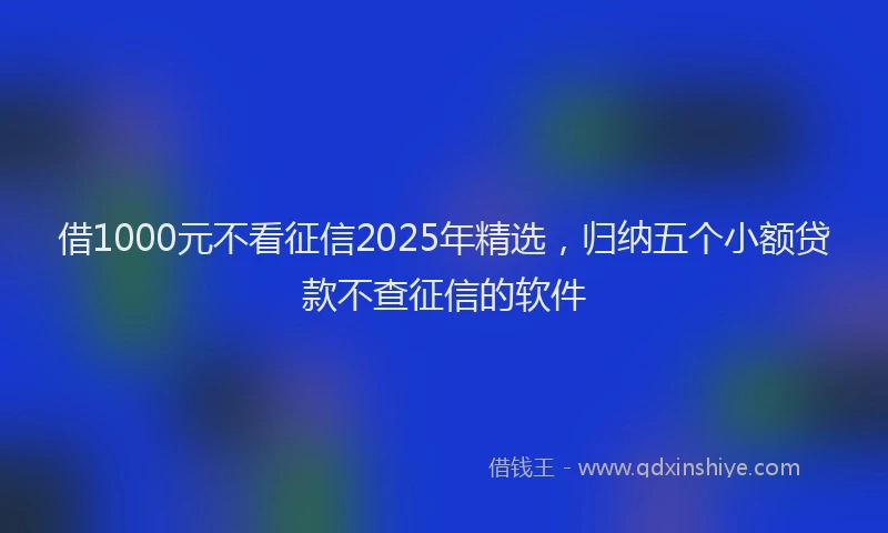 借1000元不看征信2025年精选，归纳五个小额贷款不查征信的软件