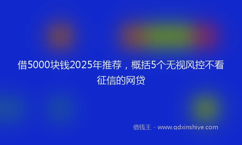 借5000块钱2025年推荐，概括5个无视风控不看征信的网贷