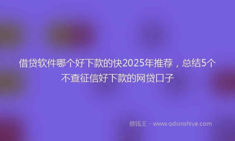 借贷软件哪个好下款的快2025年推荐，总结5个不查征信好下款的网贷口子
