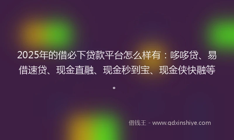 2025年的借必下贷款平台怎么样有：哆哆贷、易借速贷、现金直融、现金秒到宝、现金侠快融等。