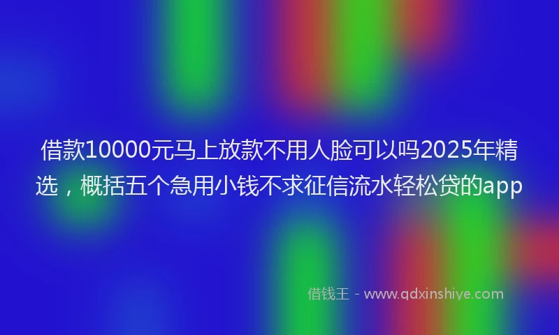 借款10000元马上放款不用人脸可以吗2025年精选，概括五个急用小钱不求征信流水轻松贷的app