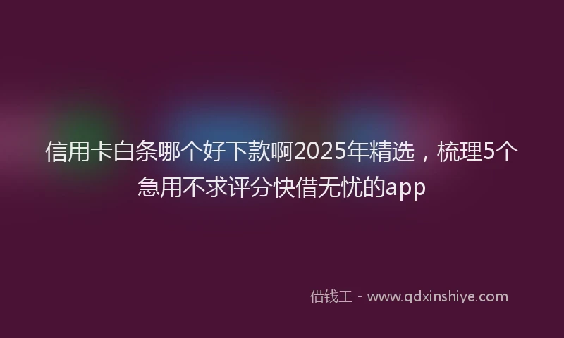 信用卡白条哪个好下款啊2025年精选，梳理5个急用不求评分快借无忧的app