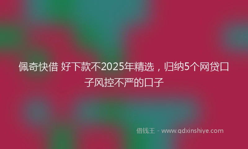 佩奇快借 好下款不2025年精选，归纳5个网贷口子风控不严的口子