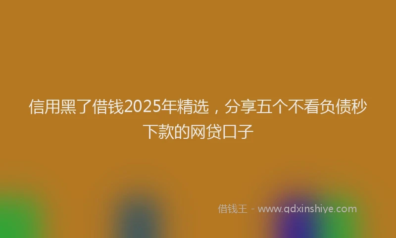信用黑了借钱2025年精选，分享五个不看负债秒下款的网贷口子