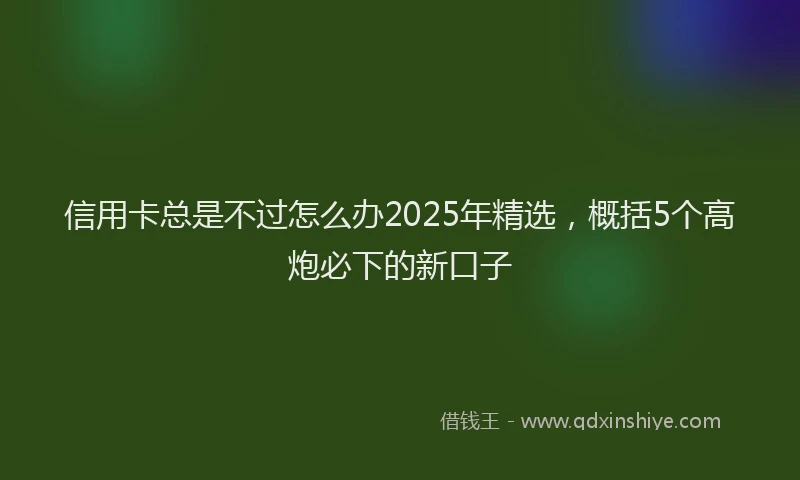 信用卡总是不过怎么办2025年精选，概括5个高炮必下的新口子