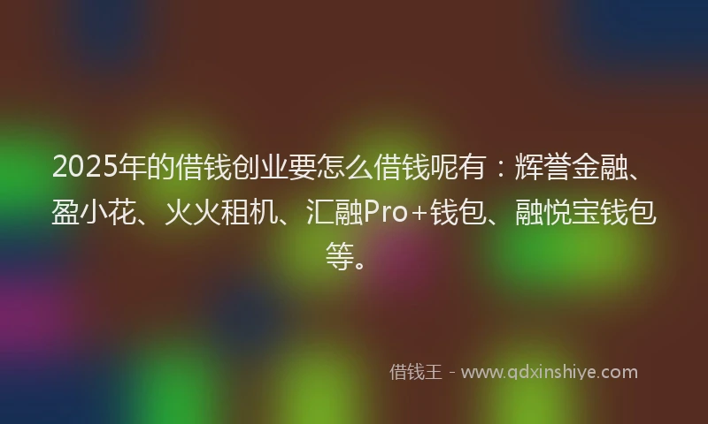 2025年的借钱创业要怎么借钱呢有：辉誉金融、盈小花、火火租机、汇融Pro+钱包、融悦宝钱包等。