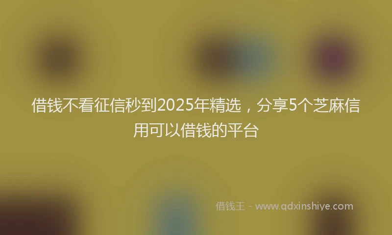 借钱不看征信秒到2025年精选，分享5个芝麻信用可以借钱的平台