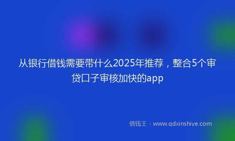 从银行借钱需要带什么2025年推荐，整合5个审贷口子审核加快的app
