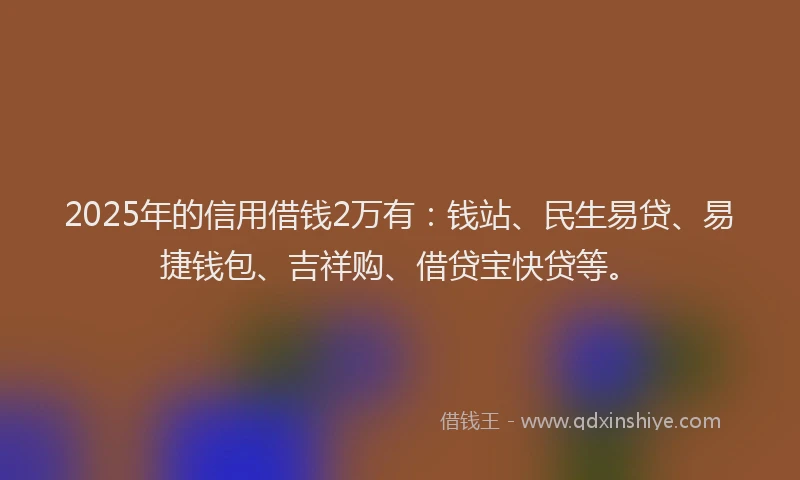 2025年的信用借钱2万有：钱站、民生易贷、易捷钱包、吉祥购、借贷宝快贷等。