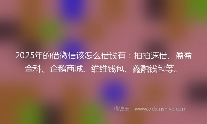 2025年的借微信该怎么借钱有：拍拍速借、盈盈金科、企鹅商城、维维钱包、鑫融钱包等。