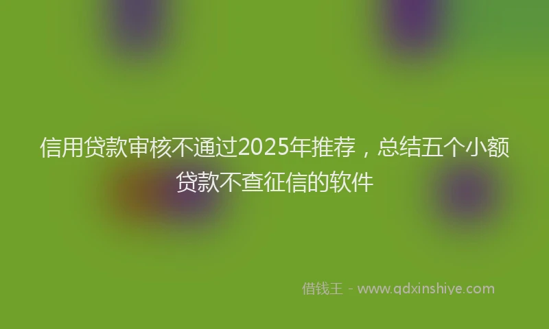 信用贷款审核不通过2025年推荐，总结五个小额贷款不查征信的软件