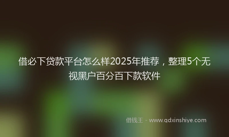 借必下贷款平台怎么样2025年推荐，整理5个无视黑户百分百下款软件