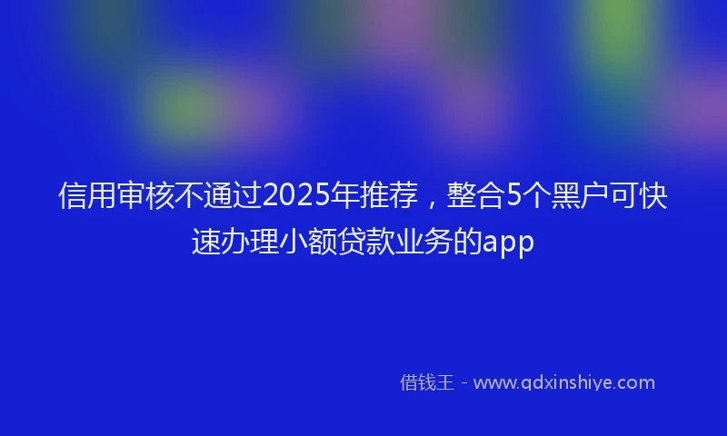 信用审核不通过2025年推荐，整合5个黑户可快速办理小额贷款业务的app