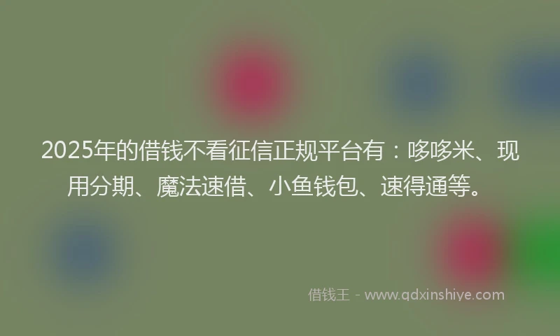2025年的借钱不看征信正规平台有：哆哆米、现用分期、魔法速借、小鱼钱包、速得通等。