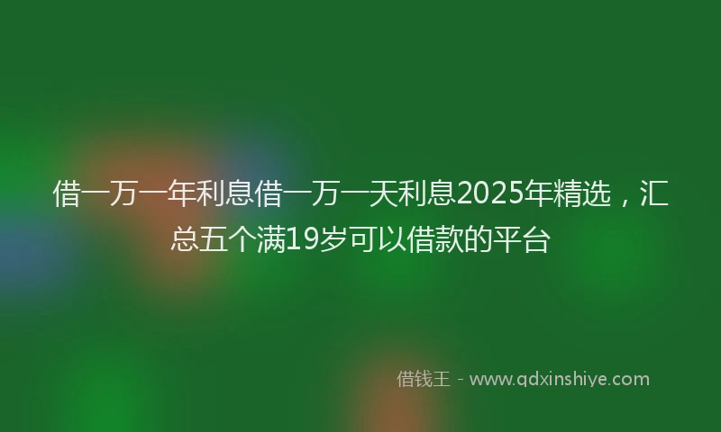 借一万一年利息借一万一天利息2025年精选，汇总五个满19岁可以借款的平台