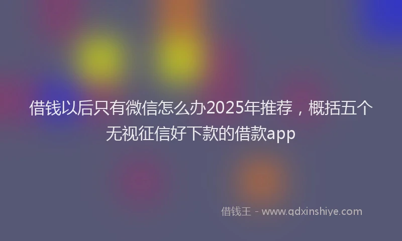 借钱以后只有微信怎么办2025年推荐，概括五个无视征信好下款的借款app