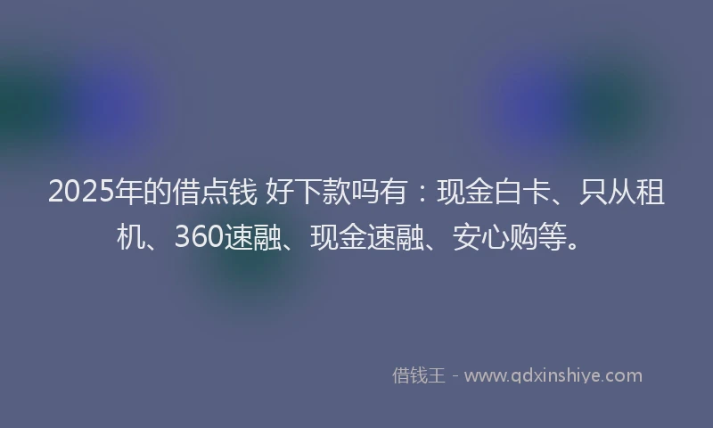 2025年的借点钱 好下款吗有：现金白卡、只从租机、360速融、现金速融、安心购等。