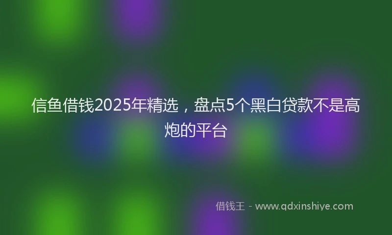 信鱼借钱2025年精选，盘点5个黑白贷款不是高炮的平台