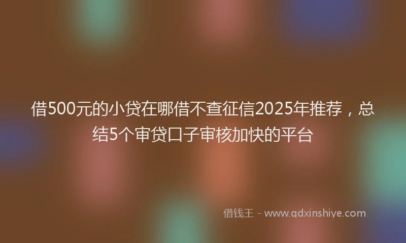 借500元的小贷在哪借不查征信2025年推荐，总结5个审贷口子审核加快的平台
