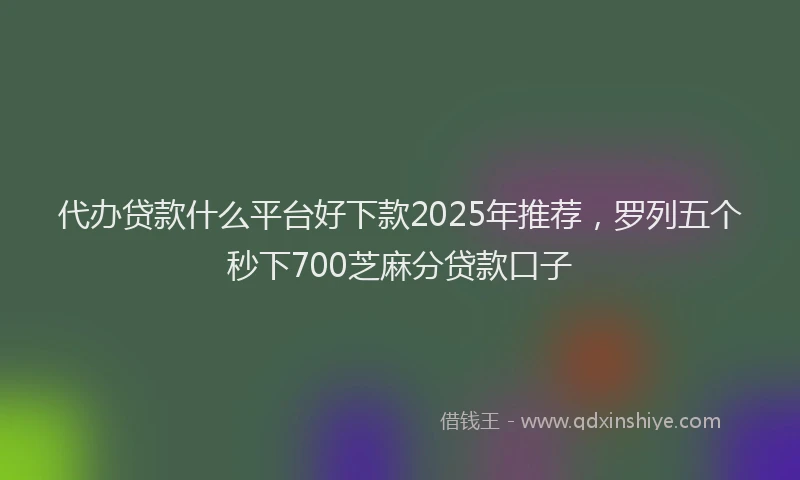 代办贷款什么平台好下款2025年推荐，罗列五个秒下700芝麻分贷款口子