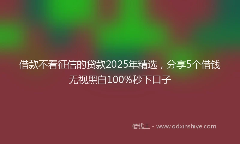 借款不看征信的贷款2025年精选，分享5个借钱无视黑白100%秒下口子