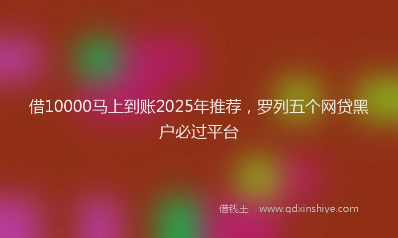 借10000马上到账2025年推荐，罗列五个网贷黑户必过平台