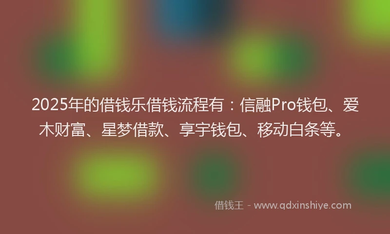 2025年的借钱乐借钱流程有：信融Pro钱包、爱木财富、星梦借款、享宇钱包、移动白条等。
