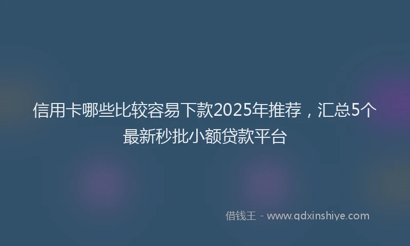 信用卡哪些比较容易下款2025年推荐，汇总5个最新秒批小额贷款平台
