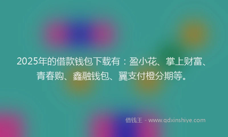 2025年的借款钱包下载有：盈小花、掌上财富、青春购、鑫融钱包、翼支付橙分期等。