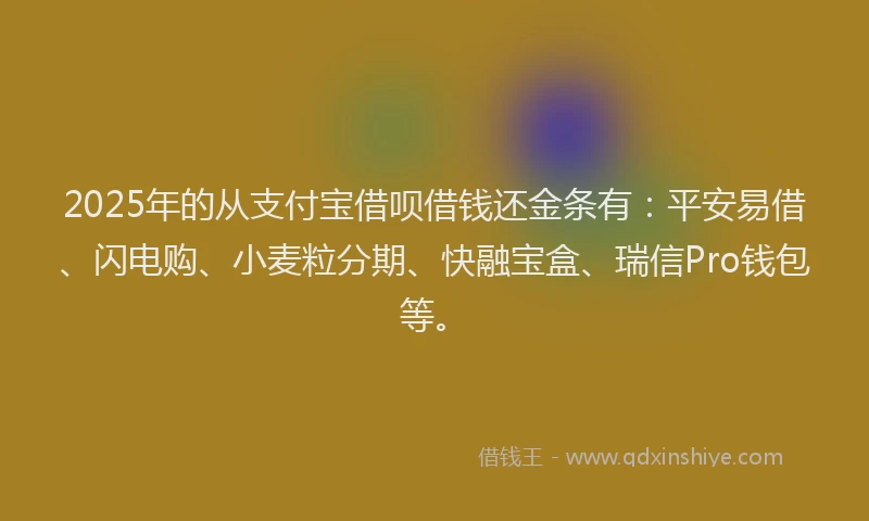 2025年的从支付宝借呗借钱还金条有：平安易借、闪电购、小麦粒分期、快融宝盒、瑞信Pro钱包等。