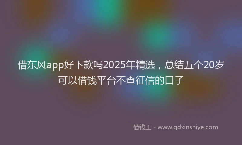 借东风app好下款吗2025年精选，总结五个20岁可以借钱平台不查征信的口子