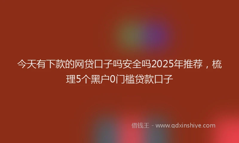 今天有下款的网贷口子吗安全吗2025年推荐，梳理5个黑户0门槛贷款口子