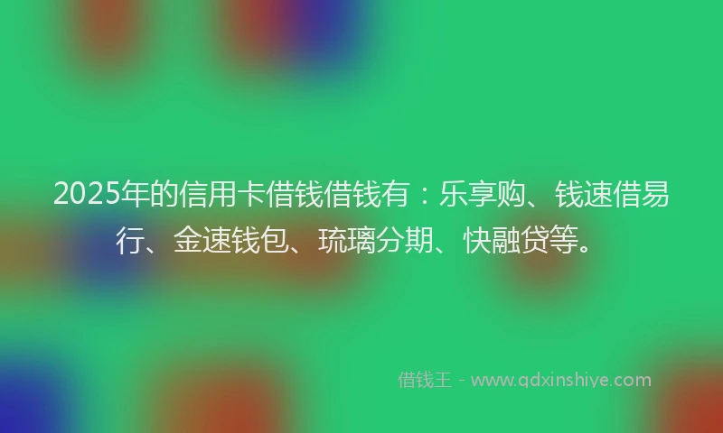 2025年的信用卡借钱借钱有：乐享购、钱速借易行、金速钱包、琉璃分期、快融贷等。