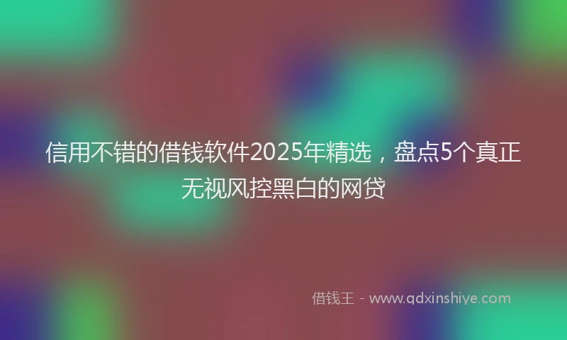 信用不错的借钱软件2025年精选，盘点5个真正无视风控黑白的网贷