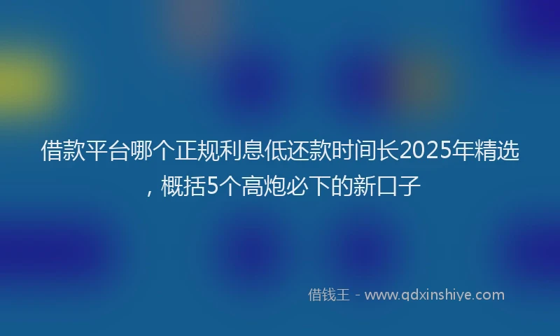 借款平台哪个正规利息低还款时间长2025年精选，概括5个高炮必下的新口子