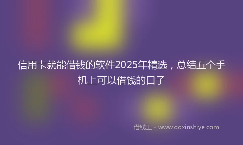 信用卡就能借钱的软件2025年精选，总结五个手机上可以借钱的口子