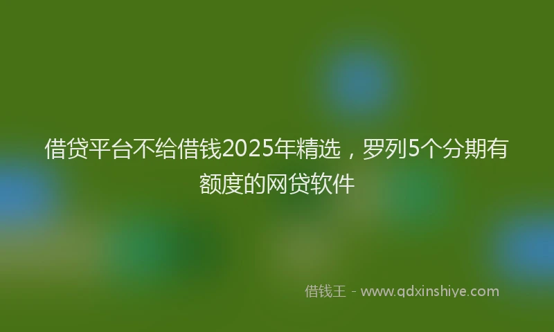 借贷平台不给借钱2025年精选，罗列5个分期有额度的网贷软件