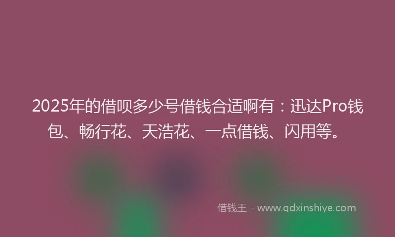 2025年的借呗多少号借钱合适啊有：迅达Pro钱包、畅行花、天浩花、一点借钱、闪用等。