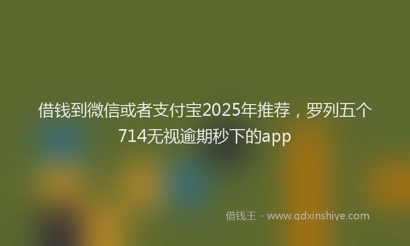 借钱到微信或者支付宝2025年推荐，罗列五个714无视逾期秒下的app
