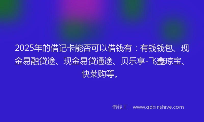 2025年的借记卡能否可以借钱有：有钱钱包、现金易融贷途、现金易贷通途、贝乐享-飞鑫琼宝、快莱购等。